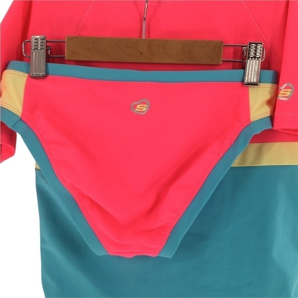 #012 Sketchers Girl's Color Block Two Piece Swimsuit - Picture 7 of 10